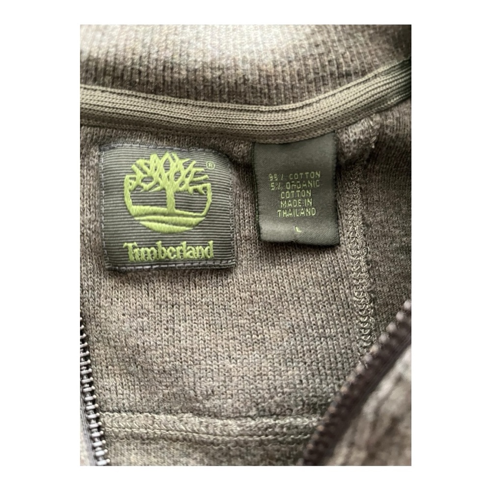 Timberland Men’s Full Zip Olive Green Logo Sweater Size Large - Picture 5 of 10